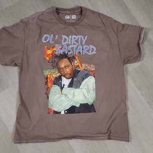 Ol' Dirty Bastard Wu Tang Distressed Graphic Tee Brown Cotton